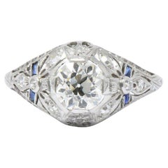 Belle Époque 1.14 CTW Diamond & Synthetic Sapphire Platinum Alternative Ring GIA