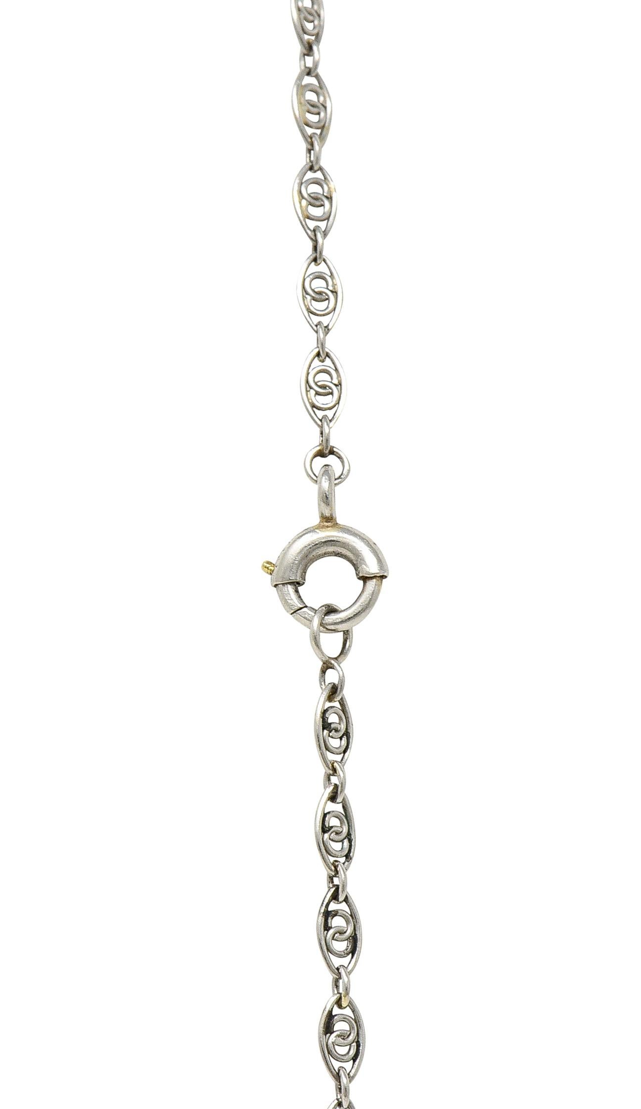 Belle Epoque 14.54 Carats Aquamarine Diamond Pearl Platinum Intaglio Necklace 5