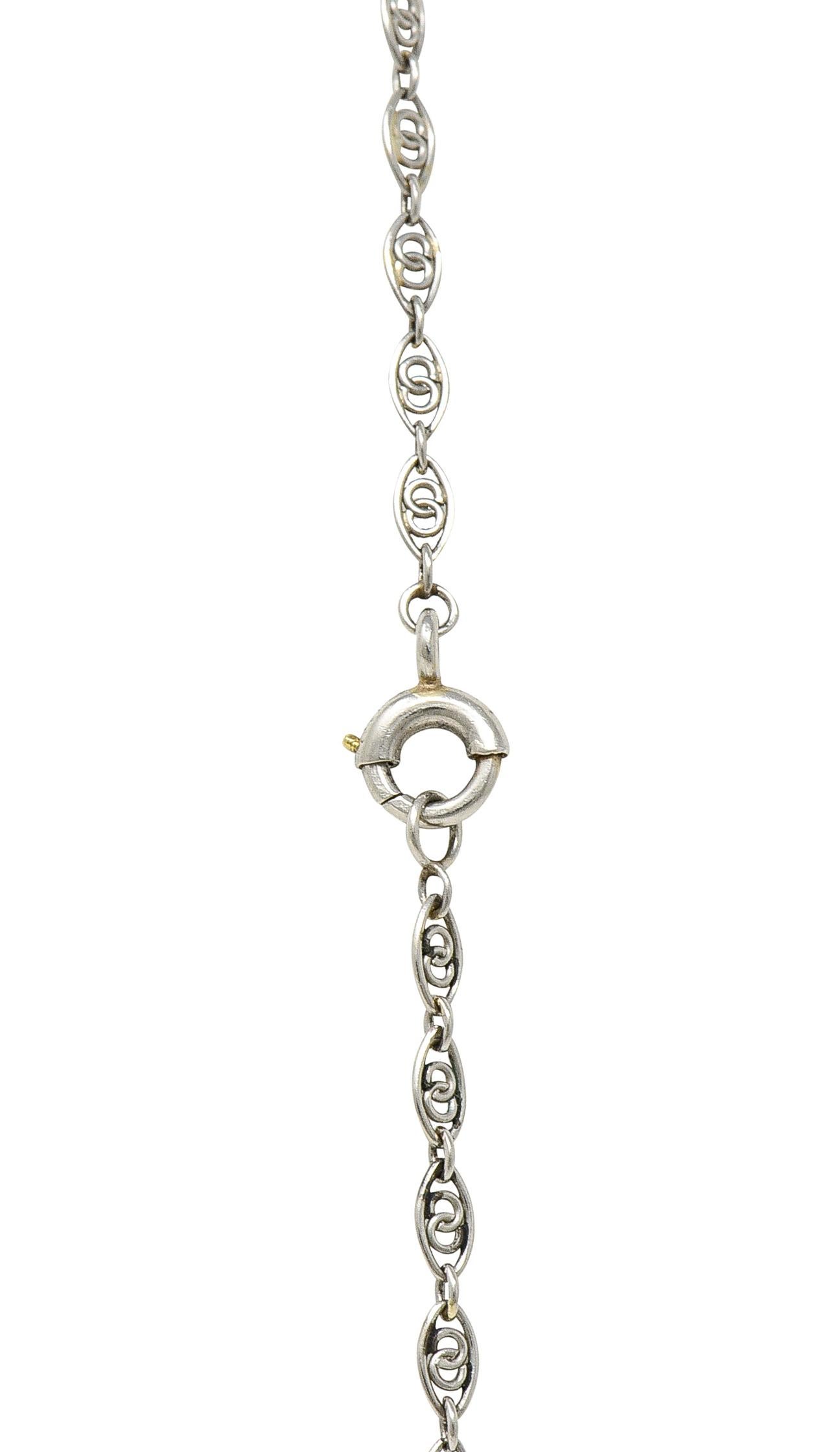 Belle Epoque 14,54 Karat Aquamarin Diamant Perle Platin Intaglio Halskette 5