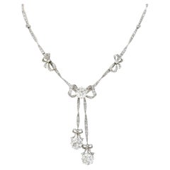 Belle Epoque 14,95 Karat Diamant-Halskette aus Platin mit alteuropäischem Minenschliff GIA