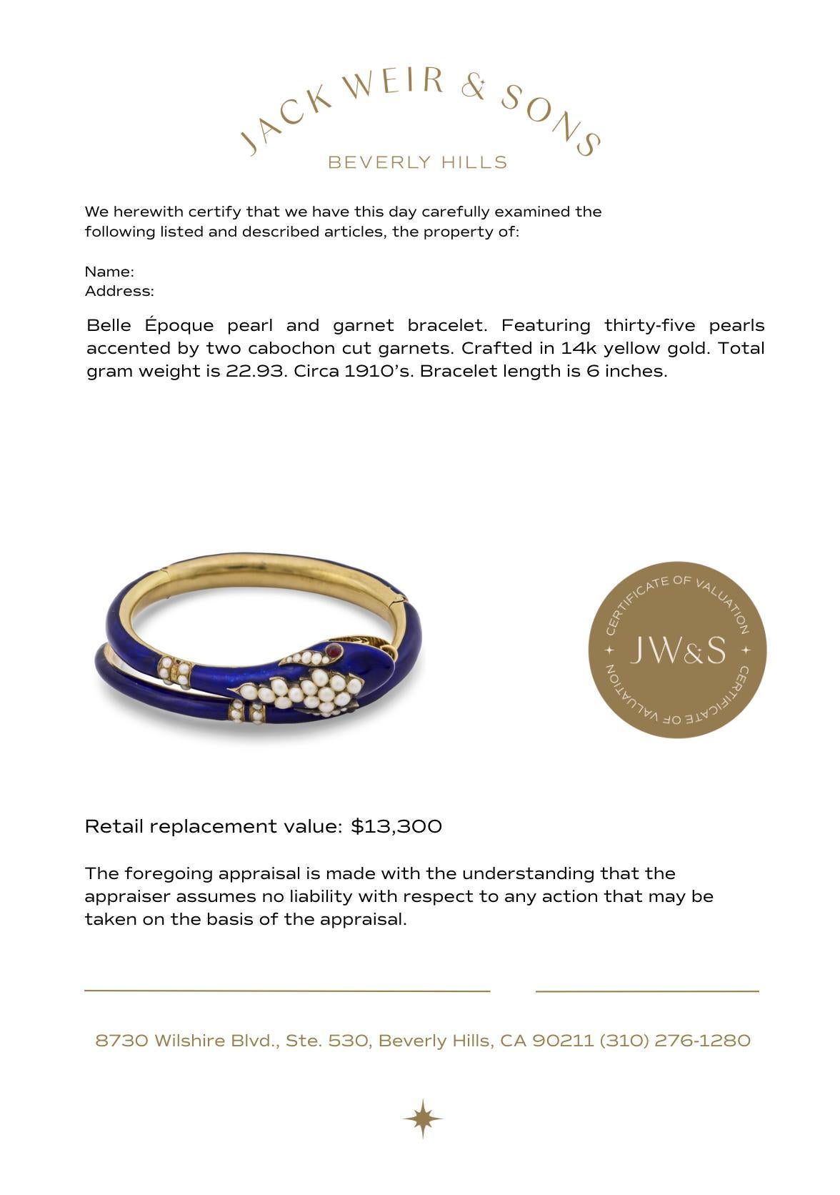 Belle Epoque 14k yellow gold enamel serpent bracelet For Sale 1