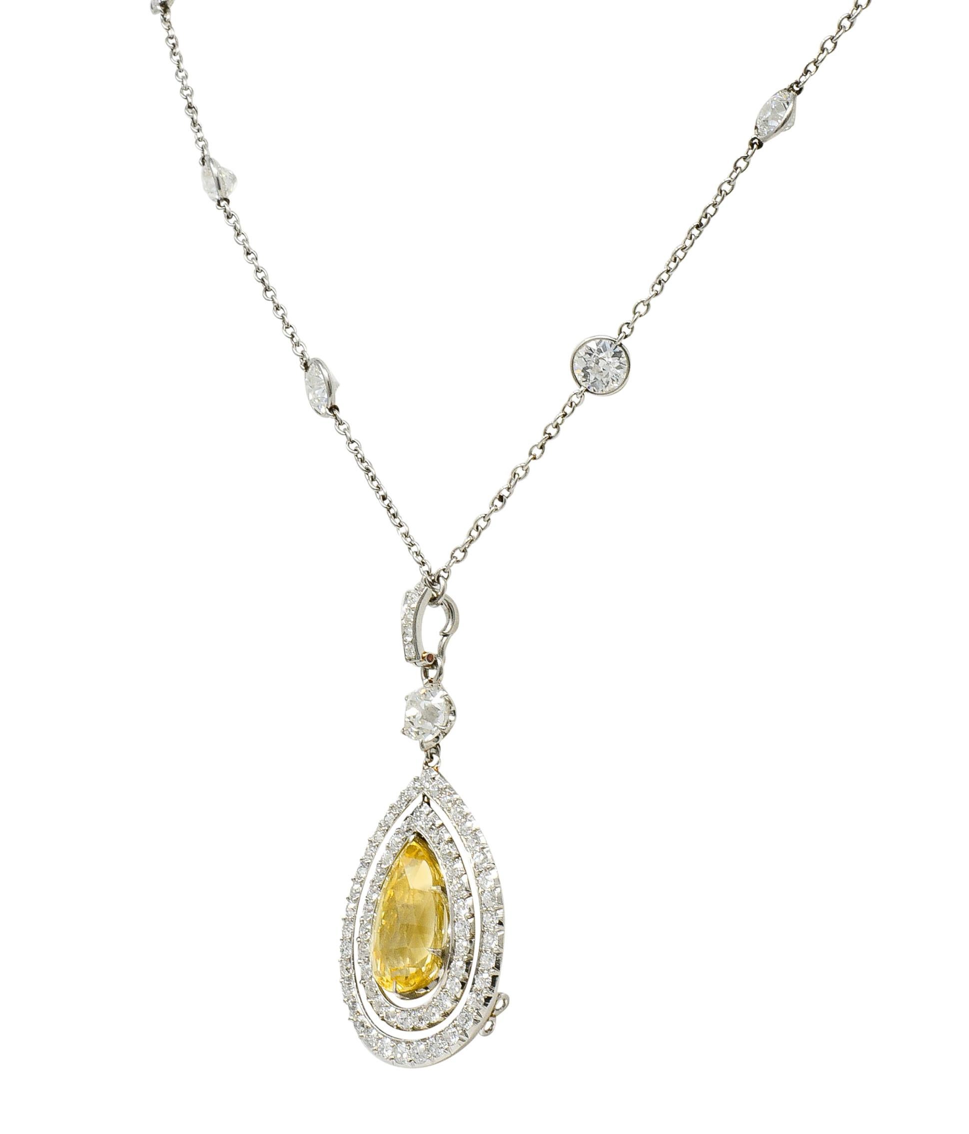 Pear Cut Belle Époque 16.20 Carat Diamond Sapphire Platinum Pear Drop Enhancer Necklace