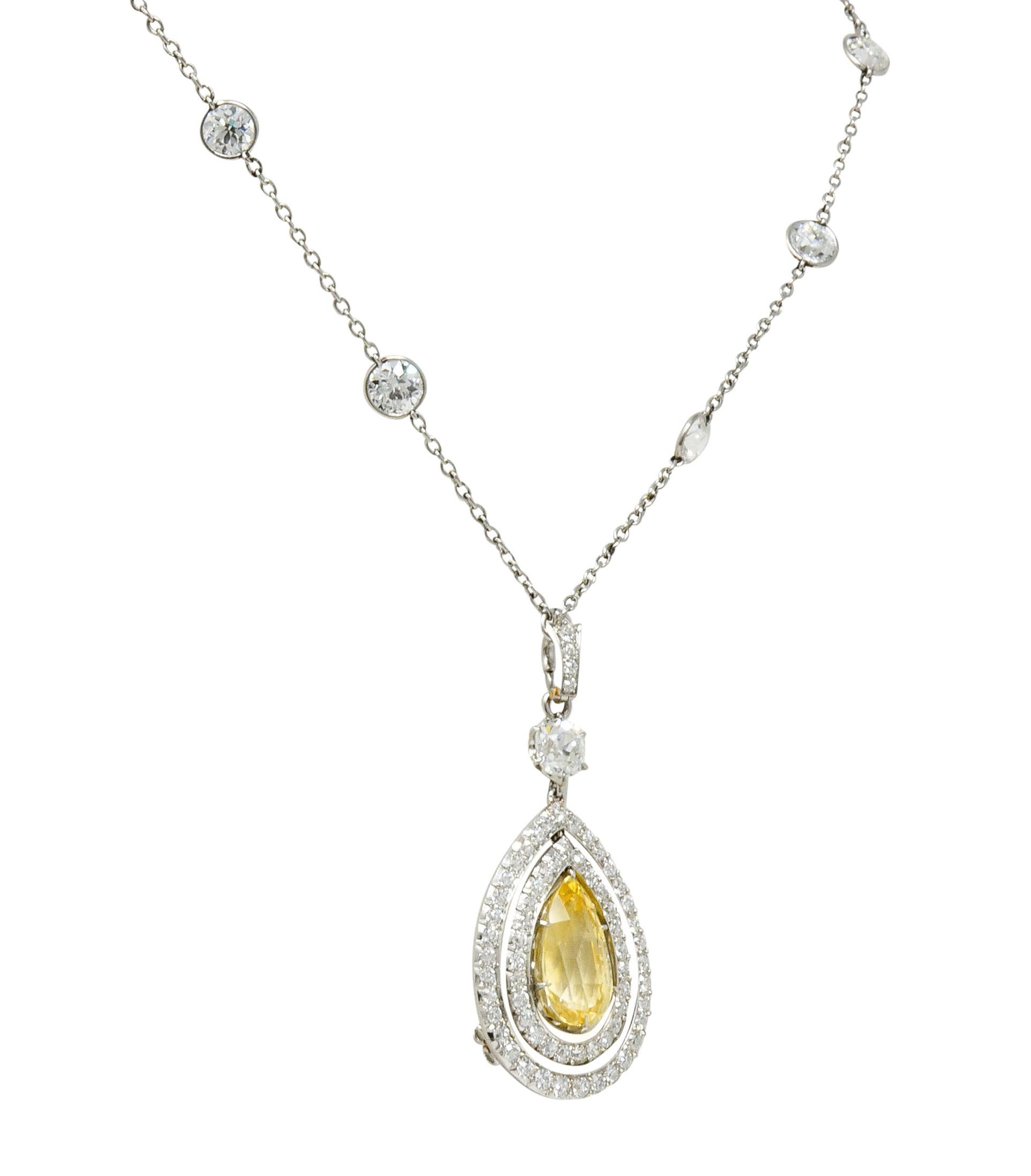 Women's or Men's Belle Époque 16.20 Carat Diamond Sapphire Platinum Pear Drop Enhancer Necklace