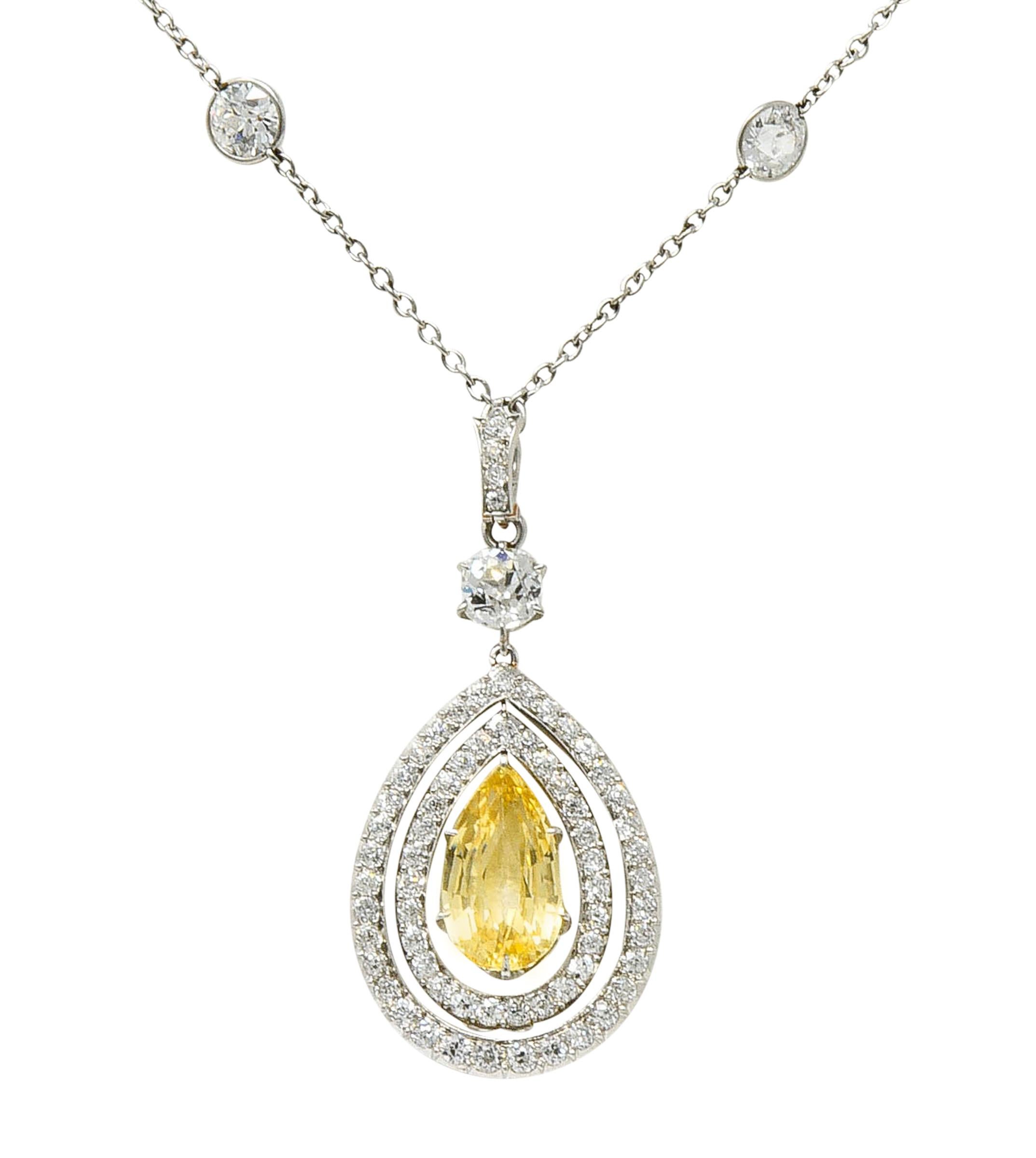 Belle Époque 16.20 Carat Diamond Sapphire Platinum Pear Drop Enhancer Necklace 1