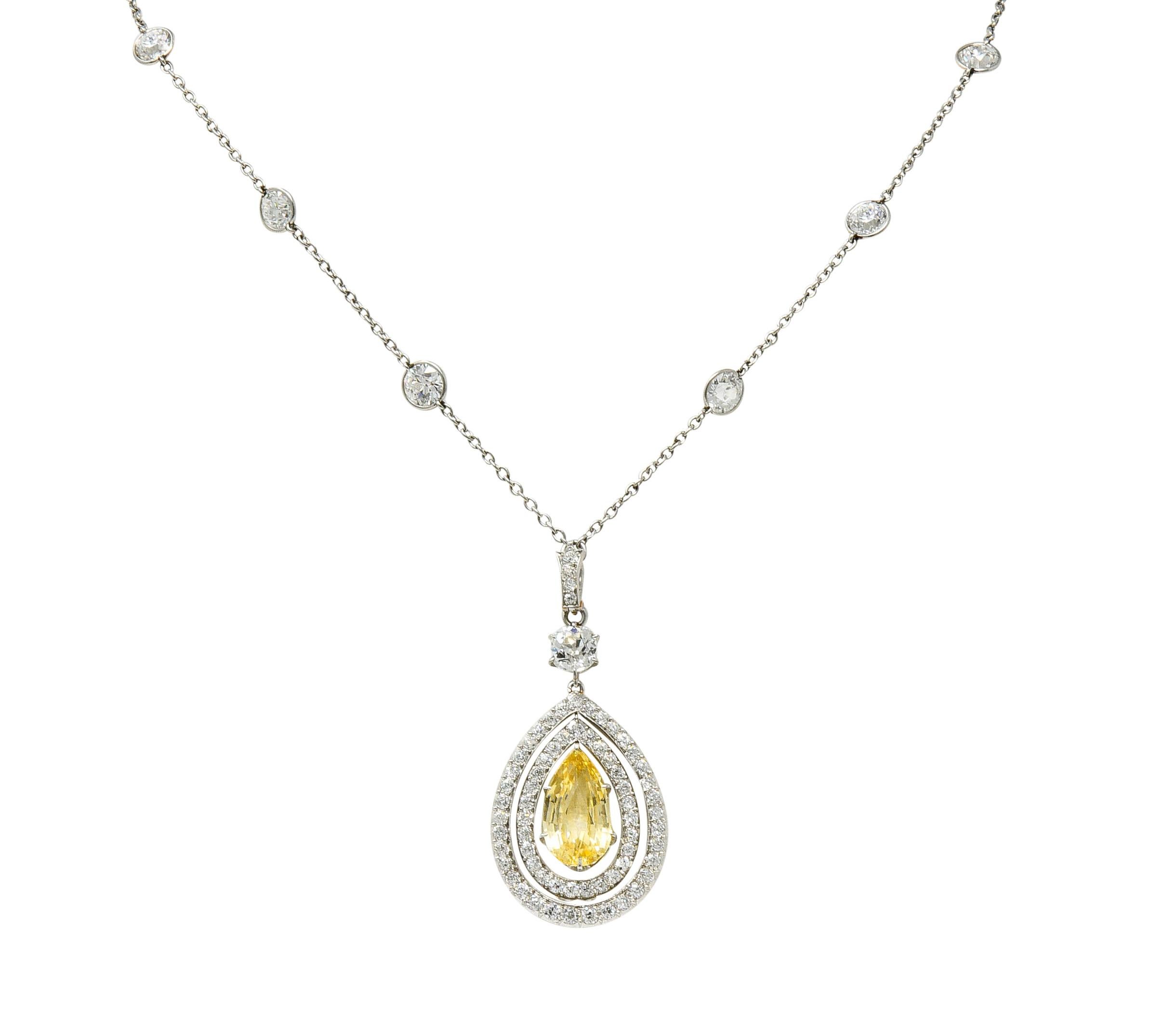Belle Époque 16.20 Carat Diamond Sapphire Platinum Pear Drop Enhancer Necklace 4