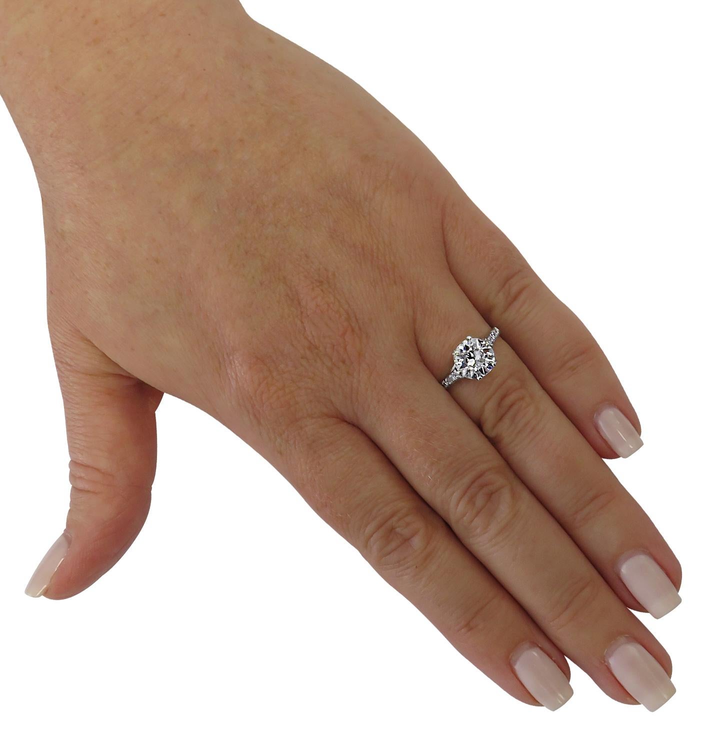 Belle Époque 1.63 Carat Old European Cut Diamond Engagement Ring In Good Condition In Miami, FL