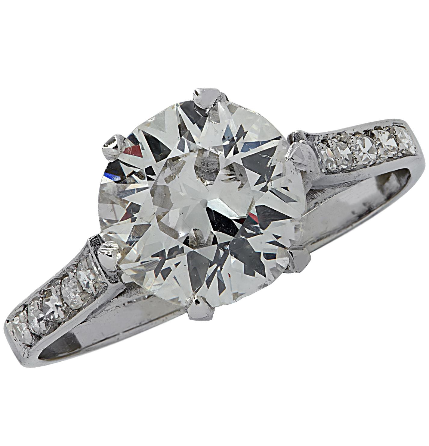 Women's or Men's Belle Époque 1.63 Carat Old European Cut Diamond Engagement Ring