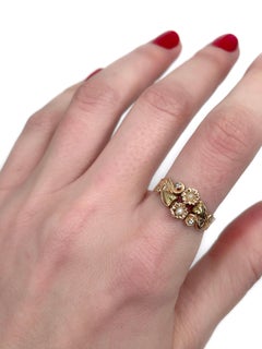 Belle Epoque 18 Karat Gold Seed Pearl Floral Verlobungsring