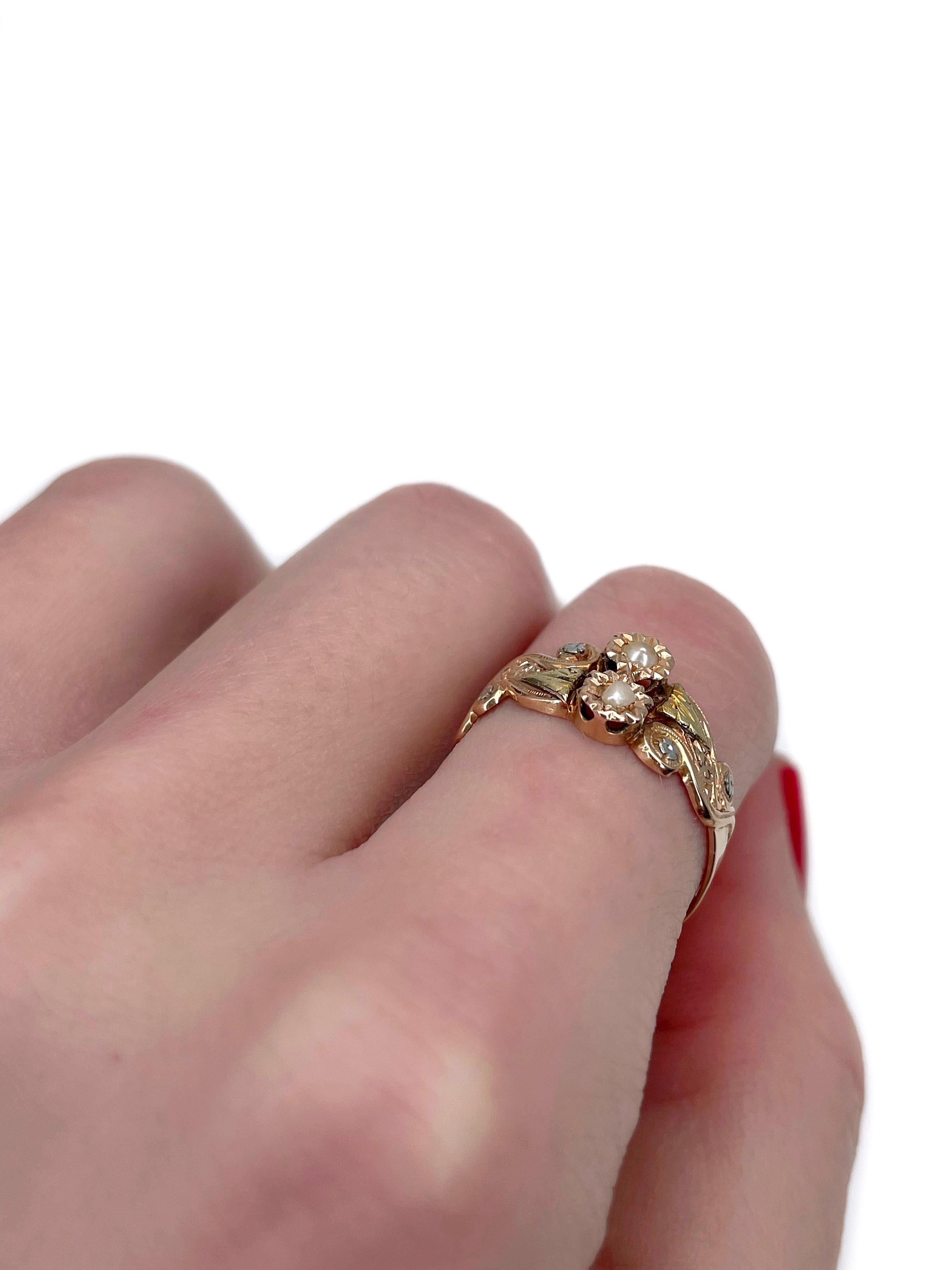 Belle Époque Belle Epoque 18 Karat Gold Seed Pearl Floral Engagement Ring