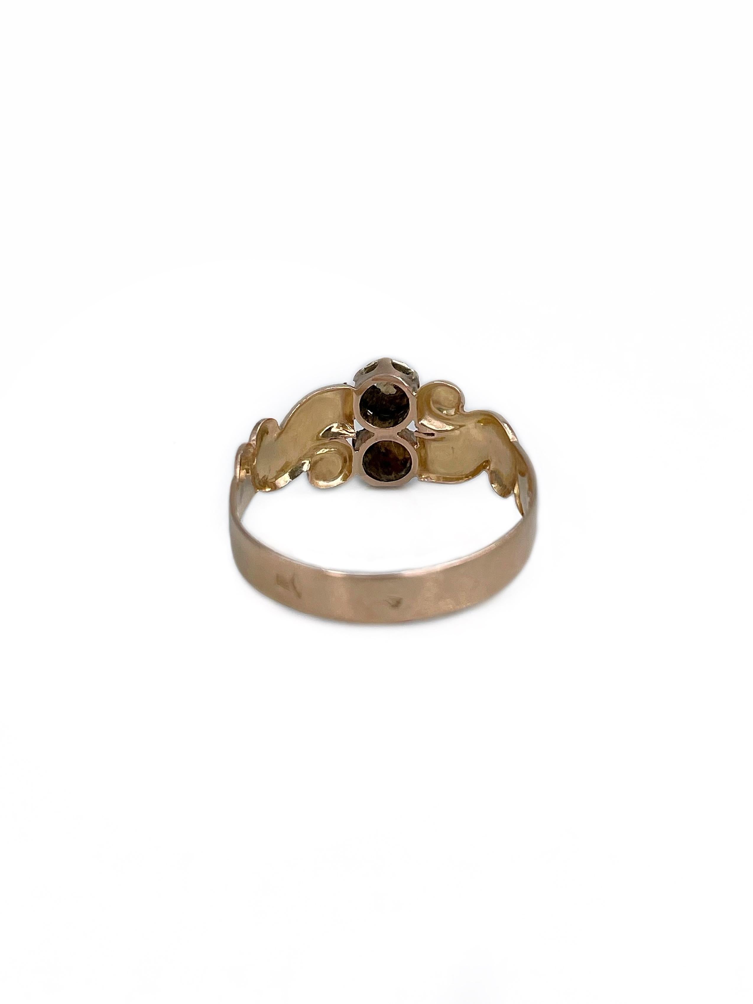 Belle Epoque 18 Karat Gold Seed Pearl Floral Engagement Ring In Good Condition In Vilnius, LT