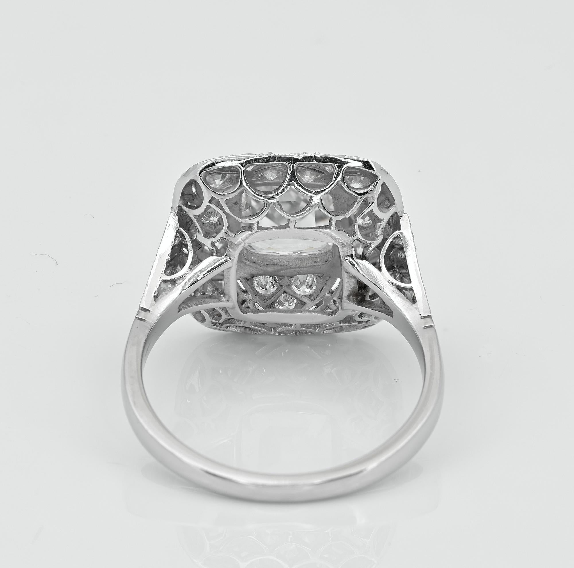 Women's or Men's Belle Epoque 1.80 Ct. Diamond Plus Platinum ring For Sale