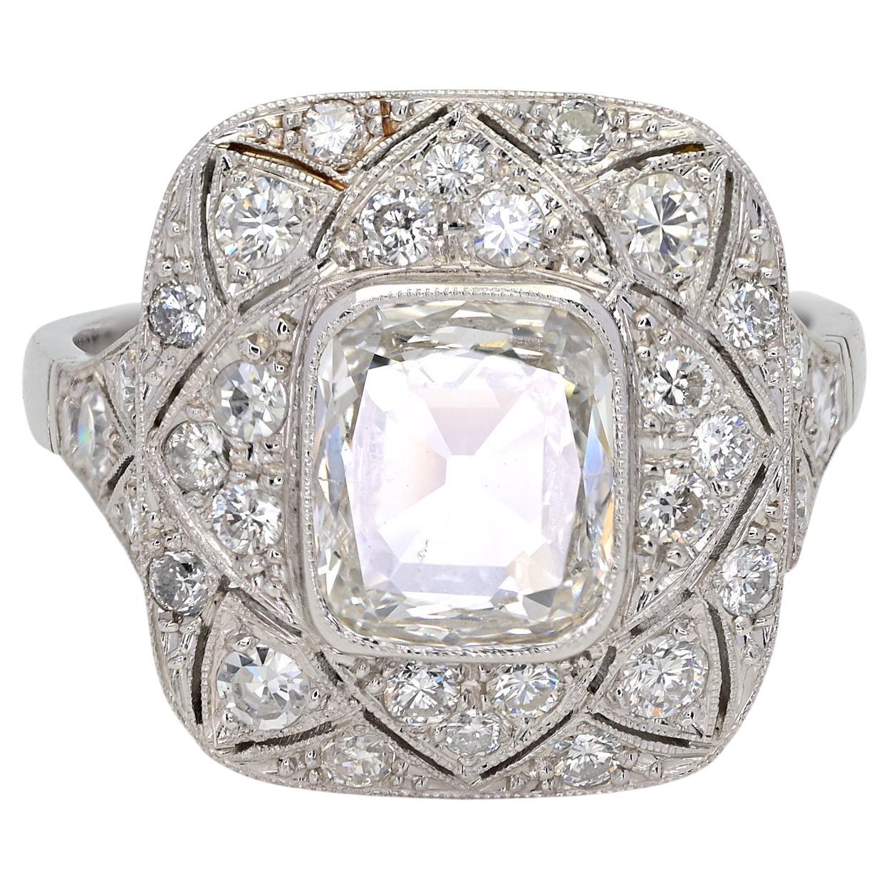 Belle Epoque 1.80 Ct. Diamond Plus Platinum ring For Sale