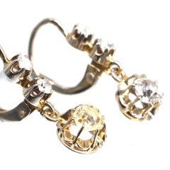 Belle Epoque 18ct White Gold and Platinum Old Mine Cut Diamond Dangling Earrings