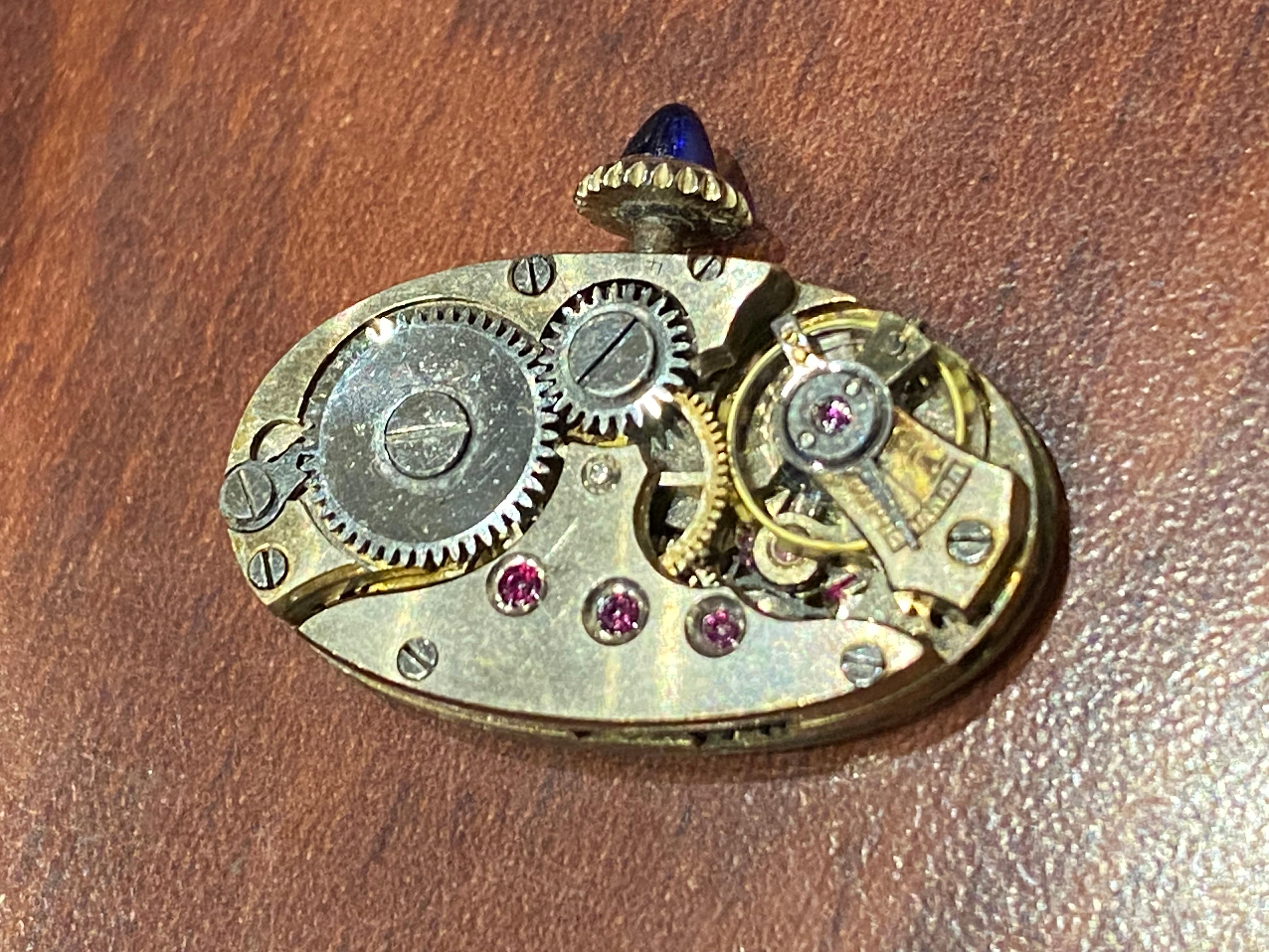 Belle Epoque 18K Weißgold, Diamant im Rosenschliff, Saphir Schweizer Damenuhr im Angebot 3