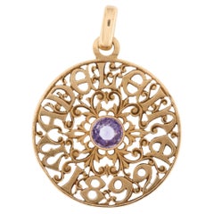 Pendentif Belle-Epoque en or jaune 18 carats avec améthyste