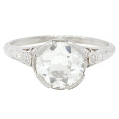 Anillo de compromiso Belle Epoque 2.10 CTW Diamante Europeo Platino Lazo Antiguo GIA