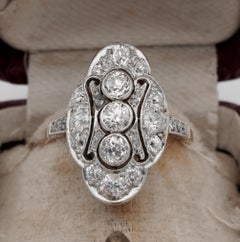 Belle Epoque 2.15 Carat Diamond Panel Ring Plat /Gold French Import Marks