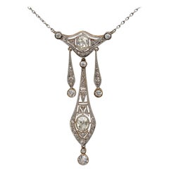 Belle Époque 2.40 Carat Diamond Platinum Negligee Necklace