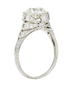 Belle Epoque 2.98 Carats Old European Diamond Platinum Antique Engagement Ring