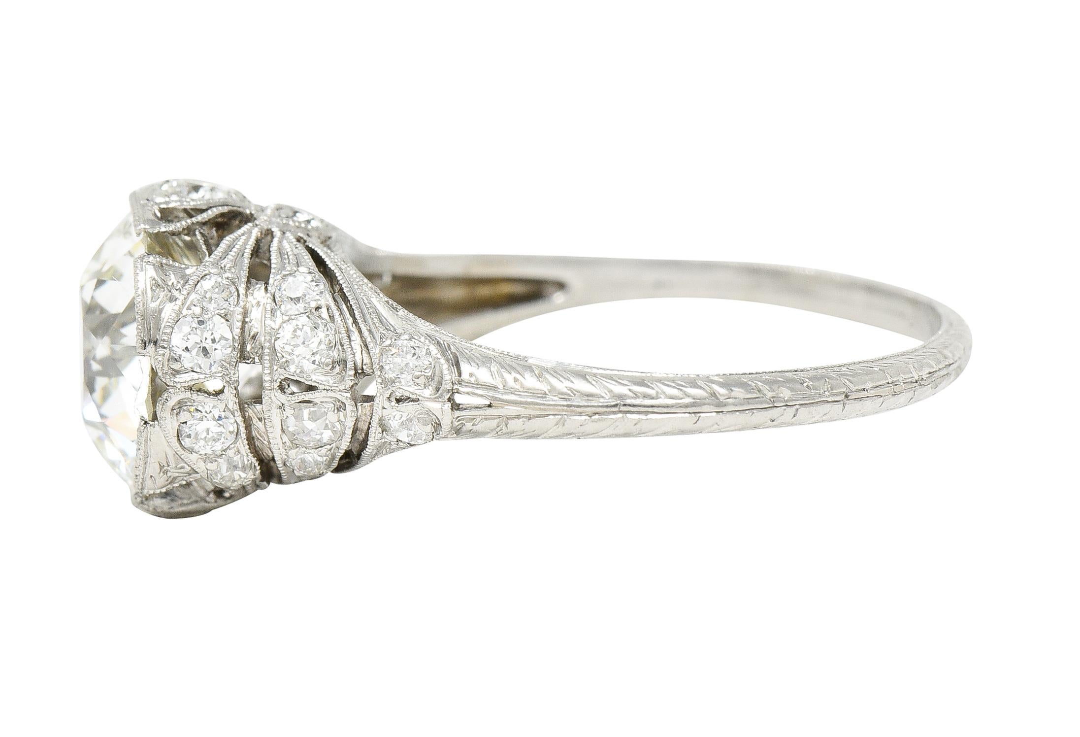Old European Cut Belle Epoque 2.98 Carats Old European Diamond Platinum Antique Engagement Ring