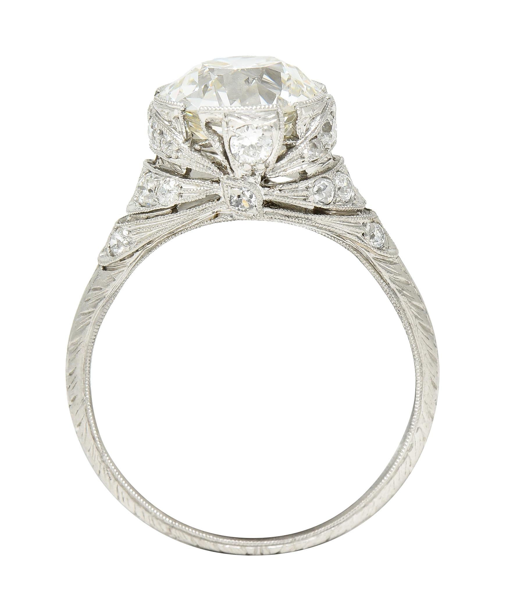 Belle Epoque 2.98 Carats Old European Diamond Platinum Antique Engagement Ring 1