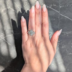 Belle Epoqué 3.20 CTW Diamond Platinum Antique Foliate Bow Engagement Ring GIA