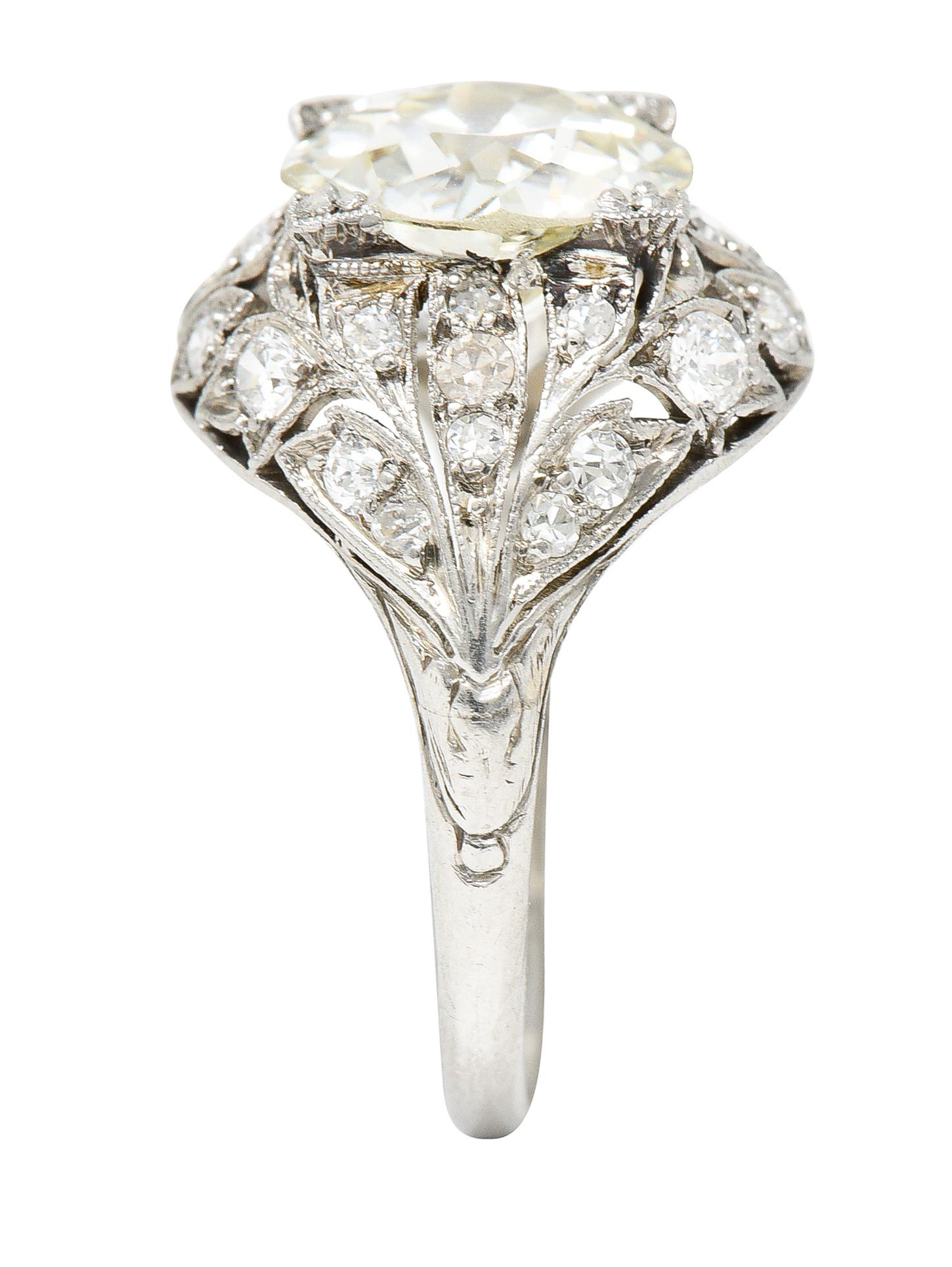 Bellé Epoqué 3.24 Carats European Diamond Platinum Ivy Antique Engagement Ring 3