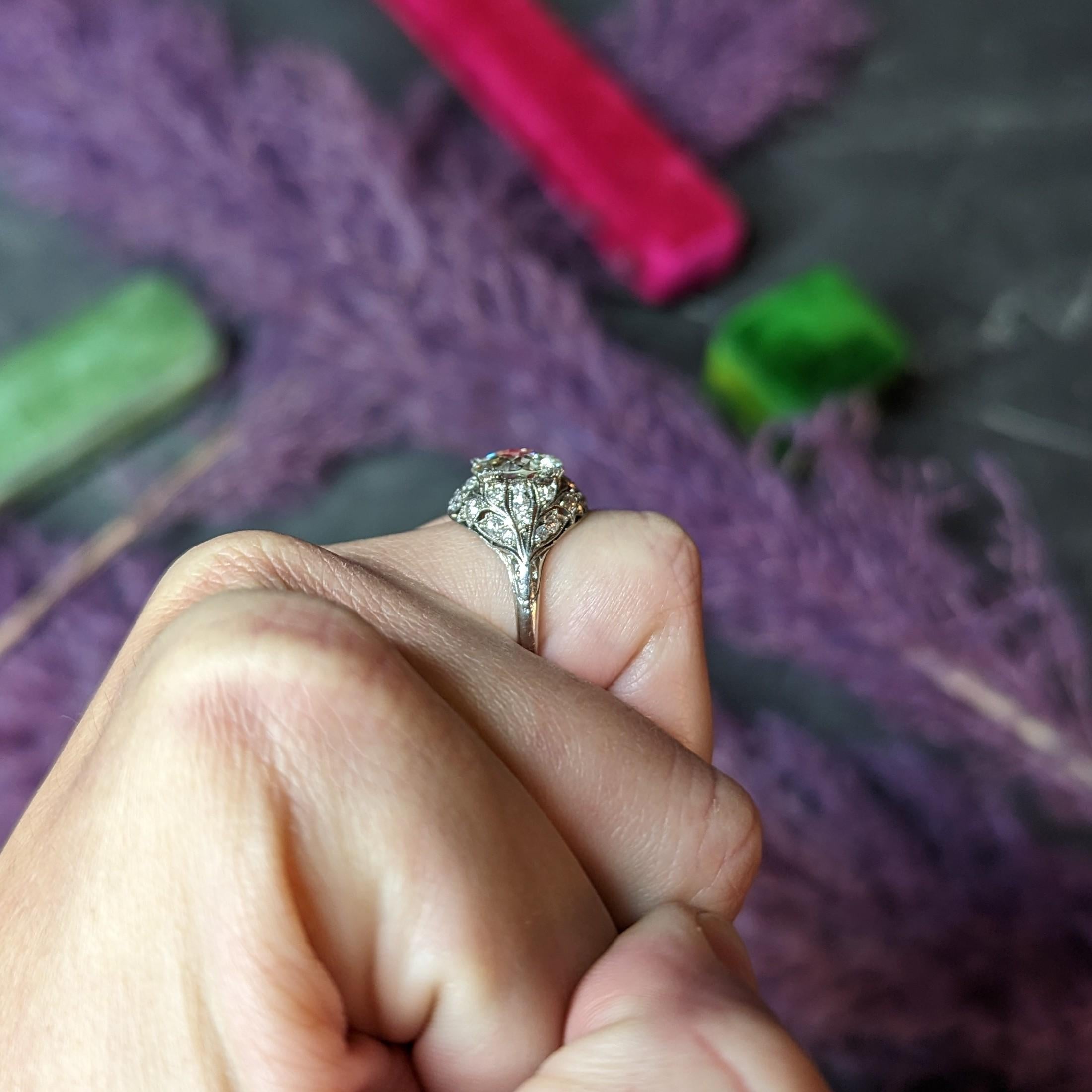 Bellé Epoqué 3.24 Carats European Diamond Platinum Ivy Antique Engagement Ring 5