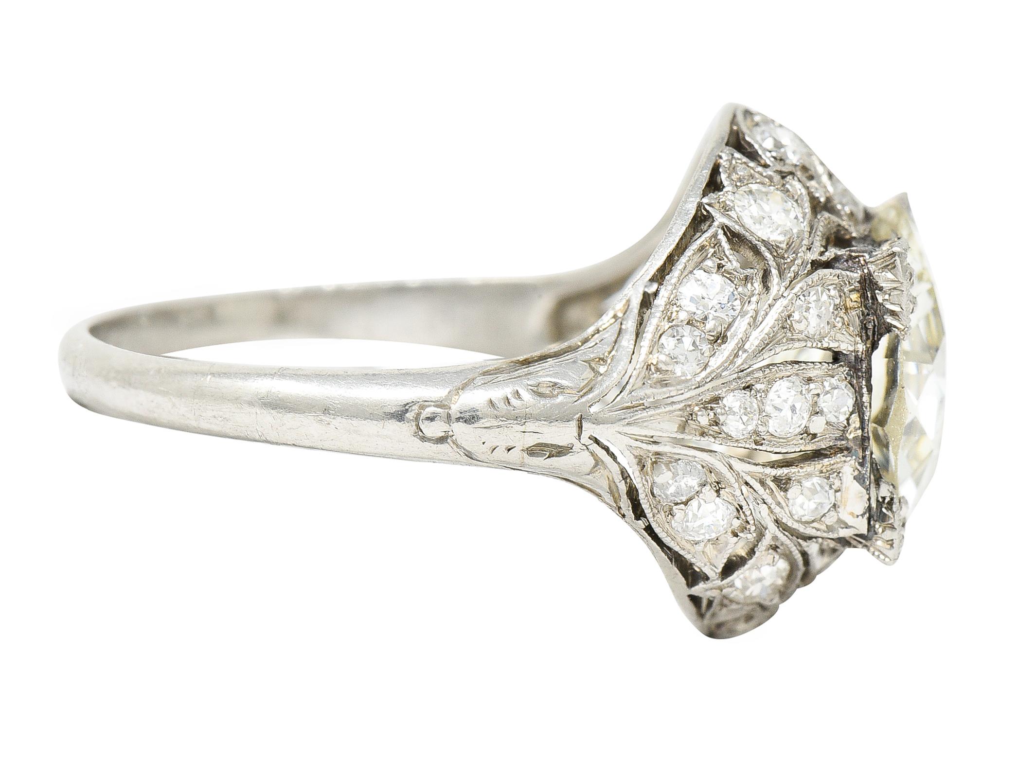 Belle Époque Bellé Epoqué 3.24 Carats European Diamond Platinum Ivy Antique Engagement Ring