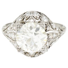 Bellé Epoqué 3.24 Carats European Diamond Platinum Ivy Antique Engagement Ring