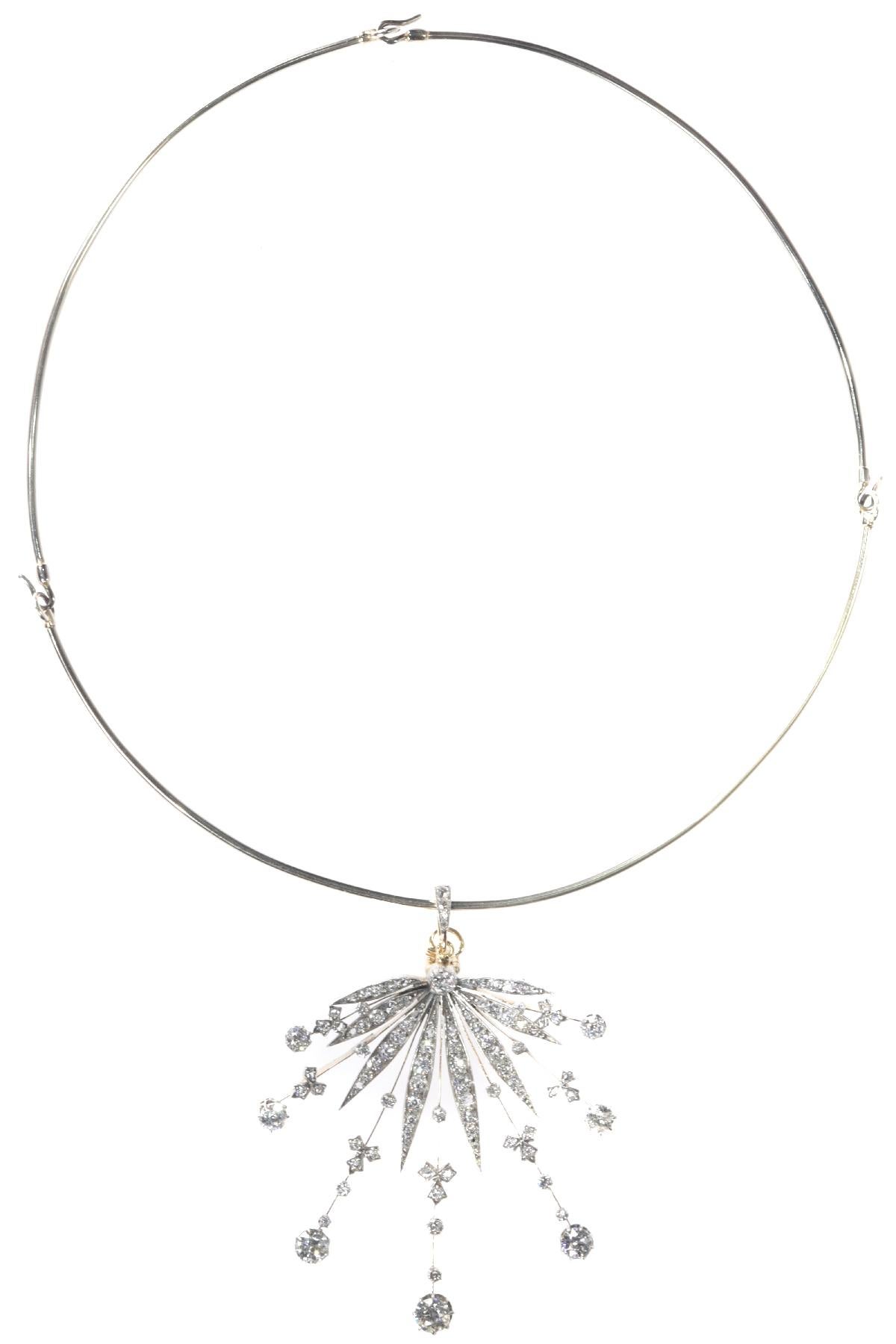 Women's Belle Époque 6.65 Carat Diamond Tiara Also Pendant, Necklace or Brooch, 1900s