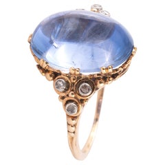 Belle Époque 9ct Cabochon Sapphire und Diamant Ring CIRCA 1910