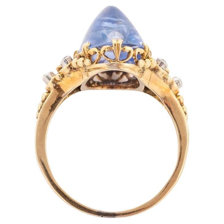 Belle Époque 9ct Cabochon Sapphire und Diamant Ring CIRCA 1910 für Damen oder Herren im Angebot