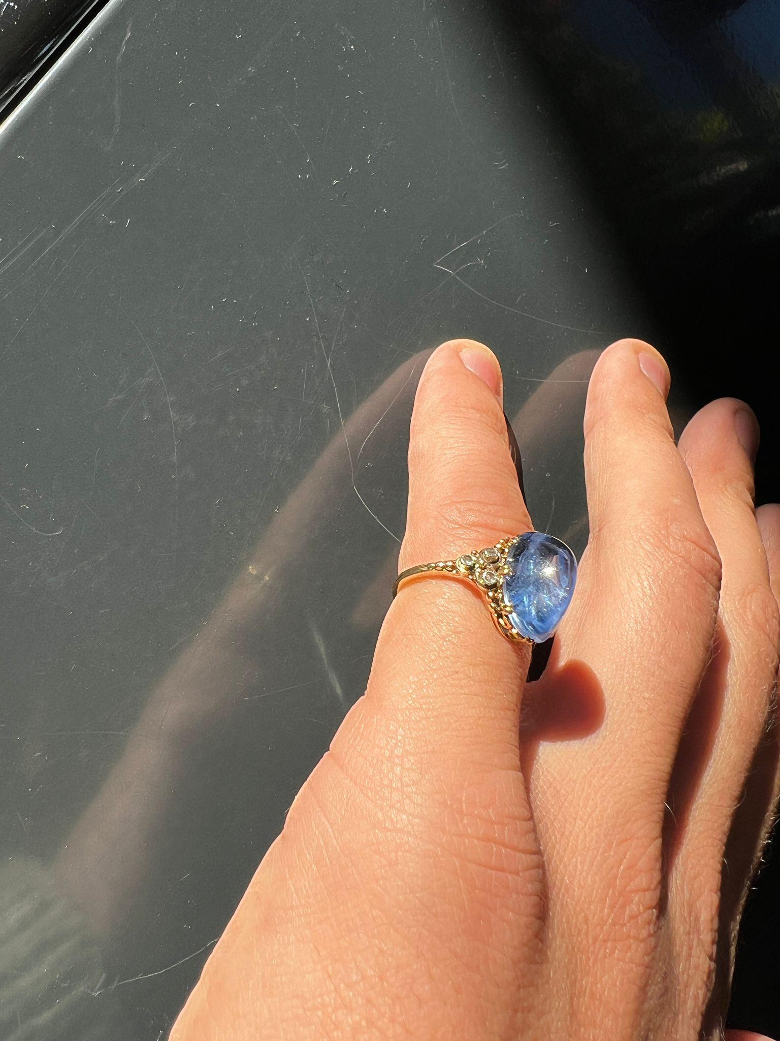 Belle Époque 9ct Cabochon Sapphire und Diamant Ring CIRCA 1910 im Angebot 4