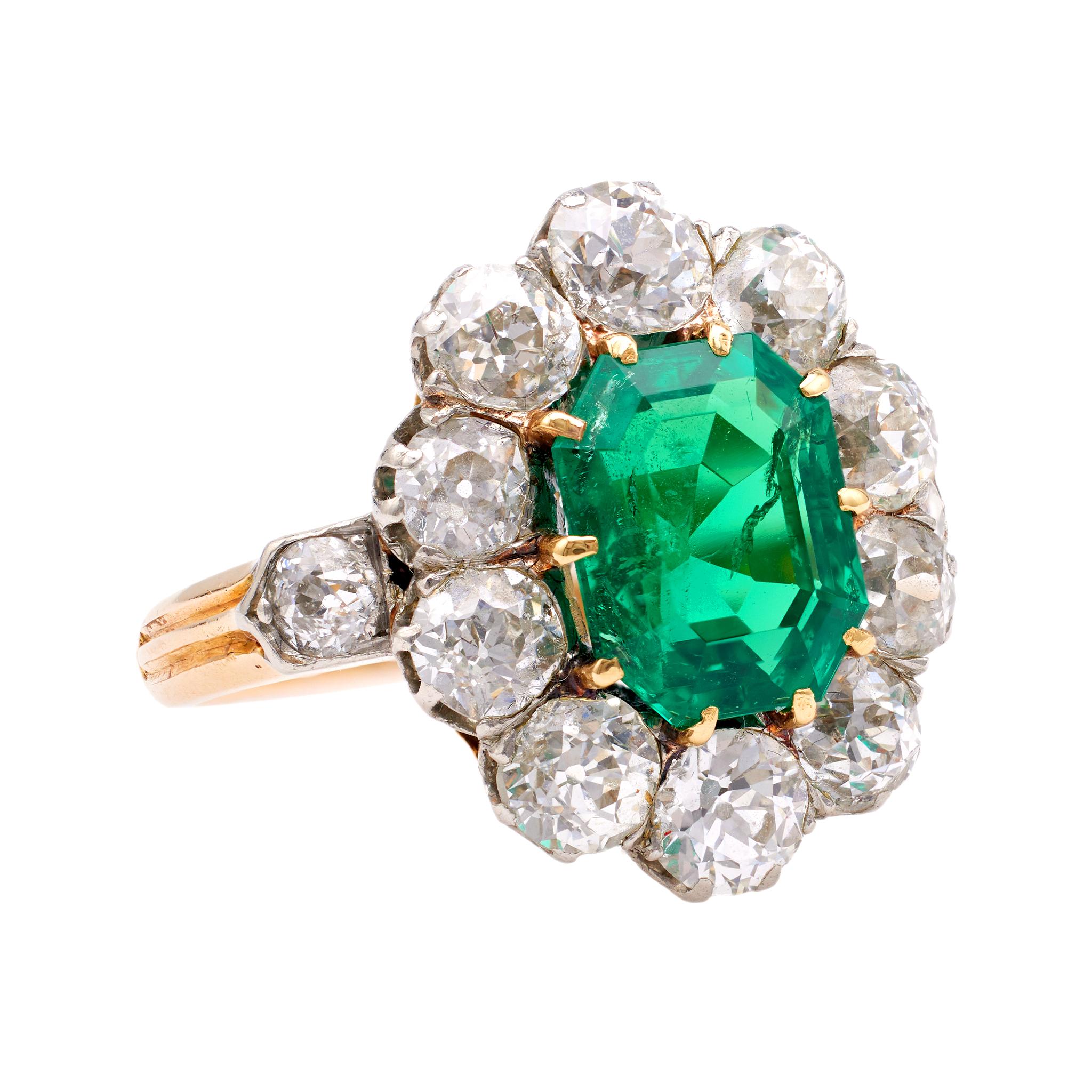 Belle Époque AGL 2,97 Karat kolumbianisches unbedeutendes Öl 18k Platin Ring für Damen oder Herren
