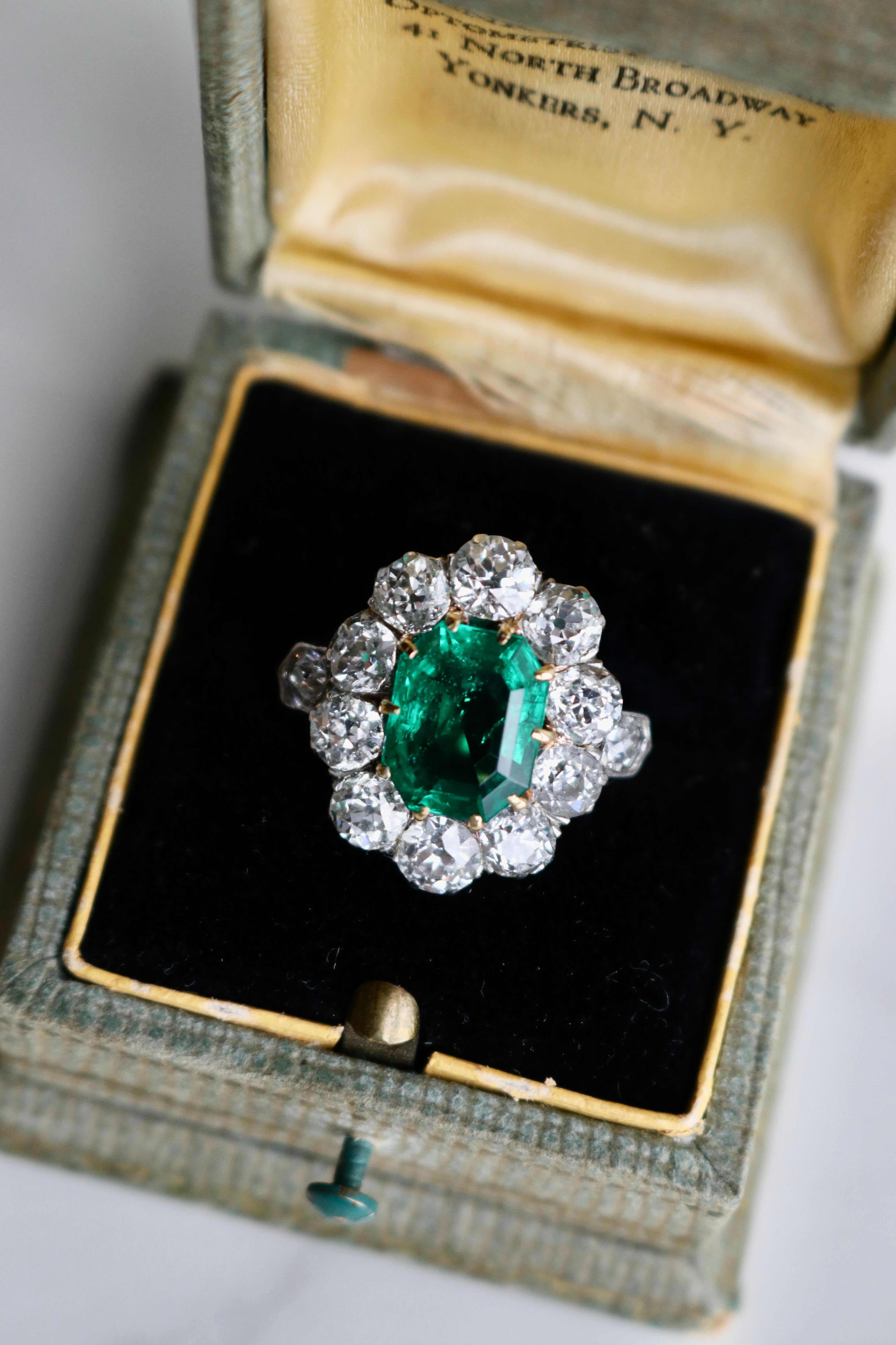 Belle Époque AGL 2,97 Karat kolumbianisches unbedeutendes Öl 18k Platin Ring 1