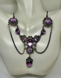 Collier feston Belle Époque en argent sterling ancien Art Nouveau