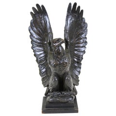 Sculpture d'aigle animalier en bronze de la Belle Époque