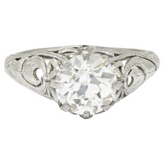 Anillo de compromiso Belle Époque Antiguo Arco de Diamantes en Platino de 1,88 quilates GIA