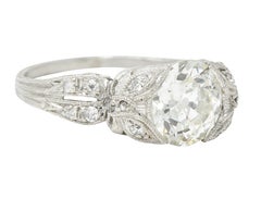 Belle Epoque Antique 2.28 Carats Old European Diamond Platinum Engagement Ring