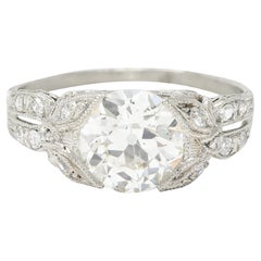 Belle Epoque Antique 2.28 Carats Old European Diamond Platinum Engagement Ring