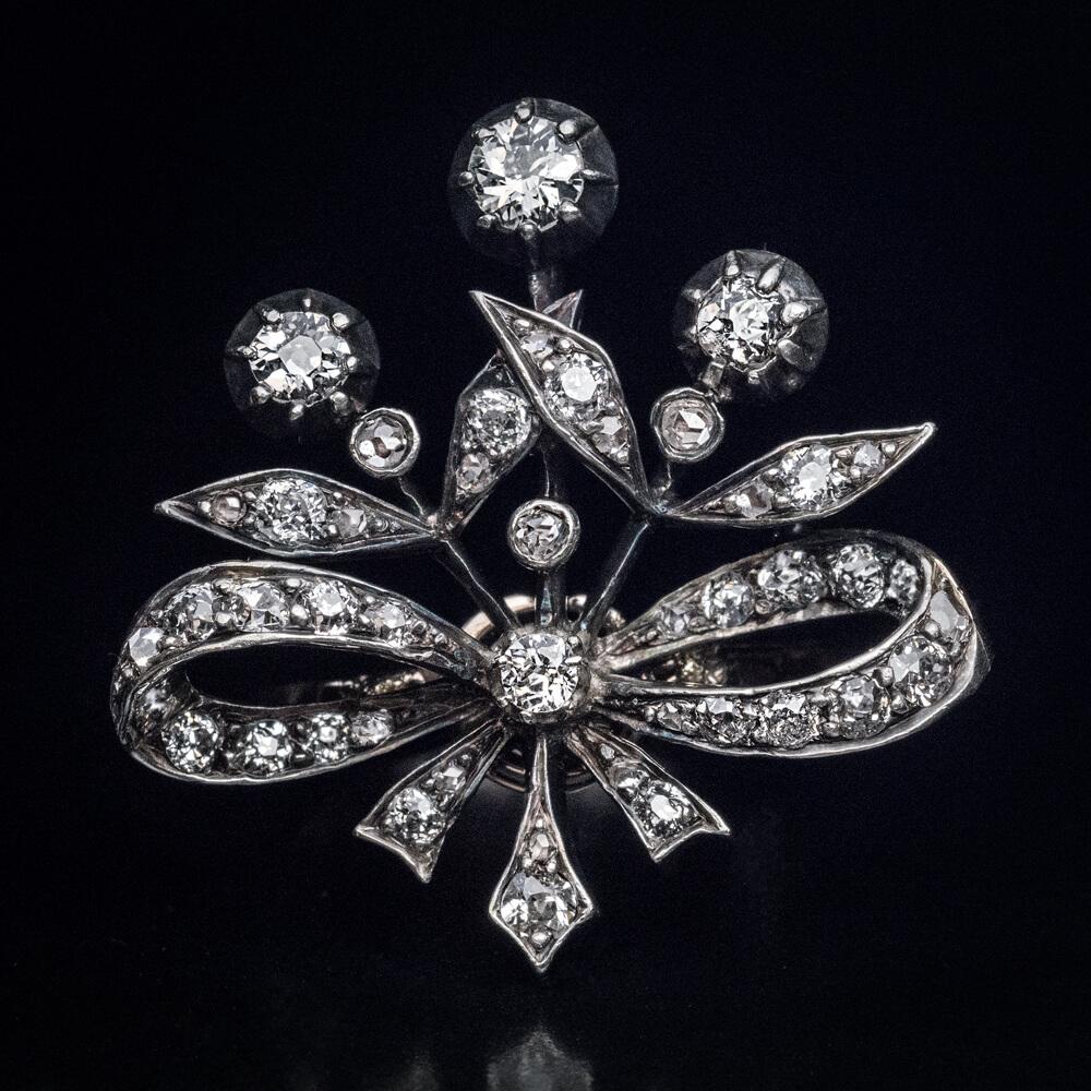 antique diamond bow brooch