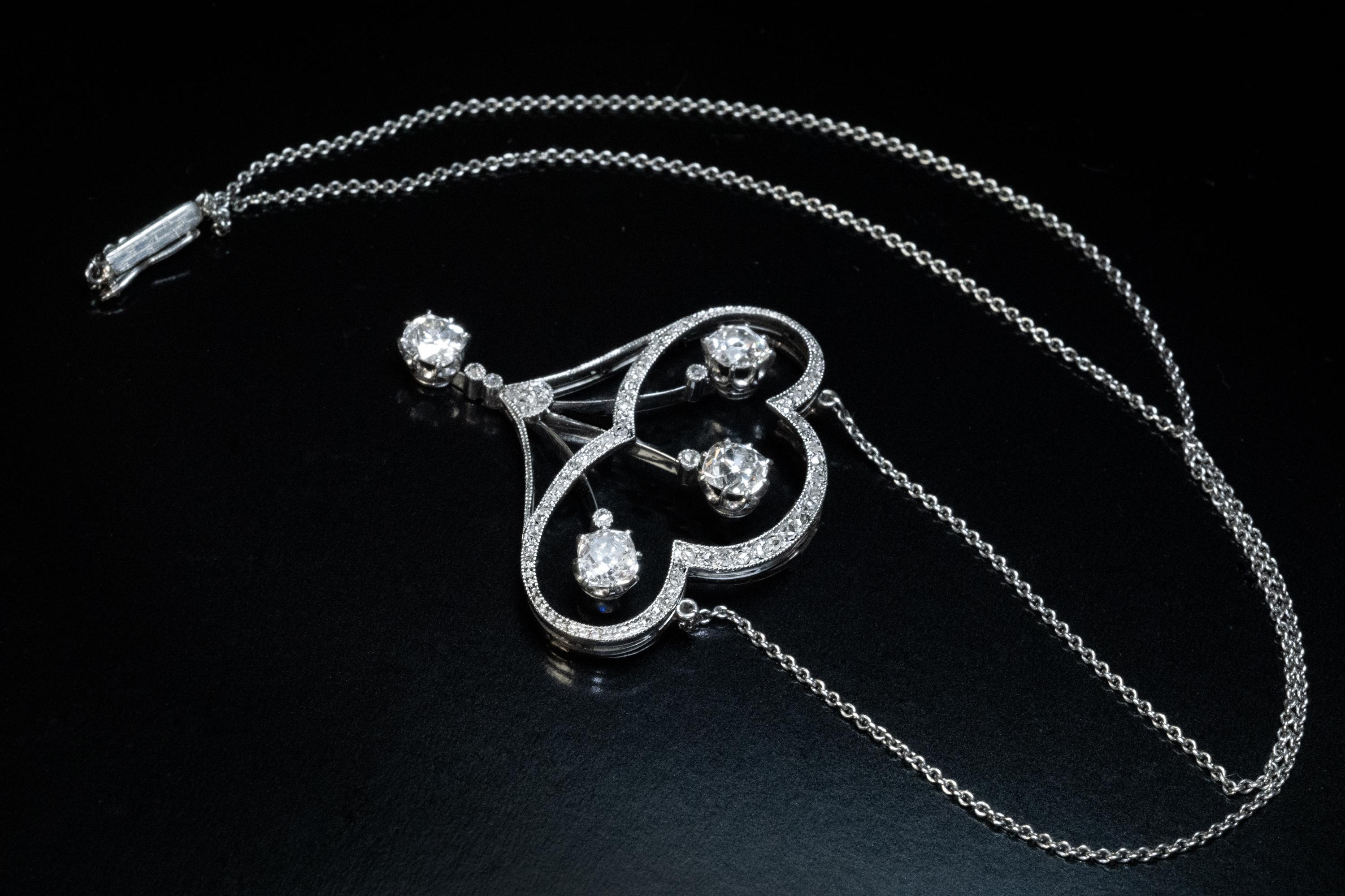 Belle Époque Belle Epoque Antique Diamond Platinum Necklace For Sale