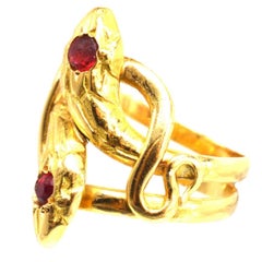 Belle Epoque Antique French 18ct Gold Double Snake Ring