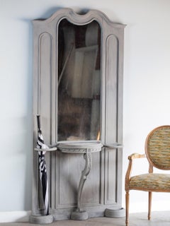 Belle Époque Antique French Painted Hall Stand Mirror, circa 1890