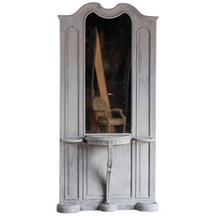 Belle Époque Antique French Painted Hall Stand Mirror, circa 1890