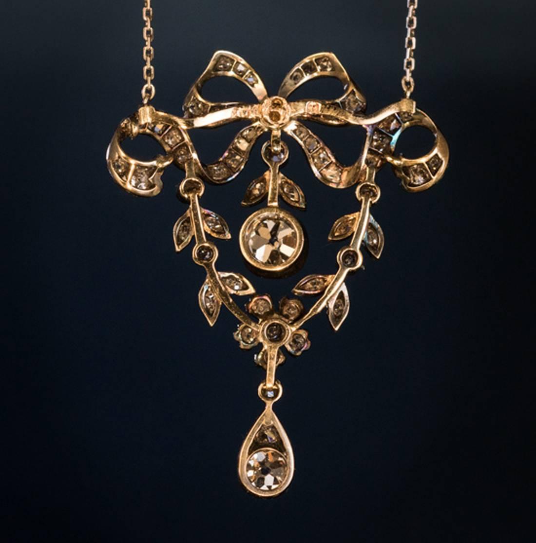 Edwardian Belle Époque Antique Garland Style Diamond Necklace