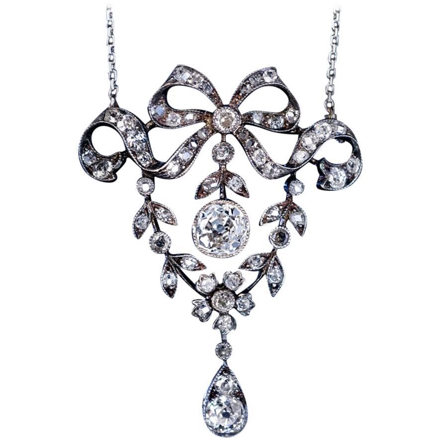 Belle Époque Antique Garland Style Diamond Necklace