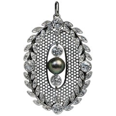 Ciondolo Belle Epoque Antique Pearl Diamond in platino