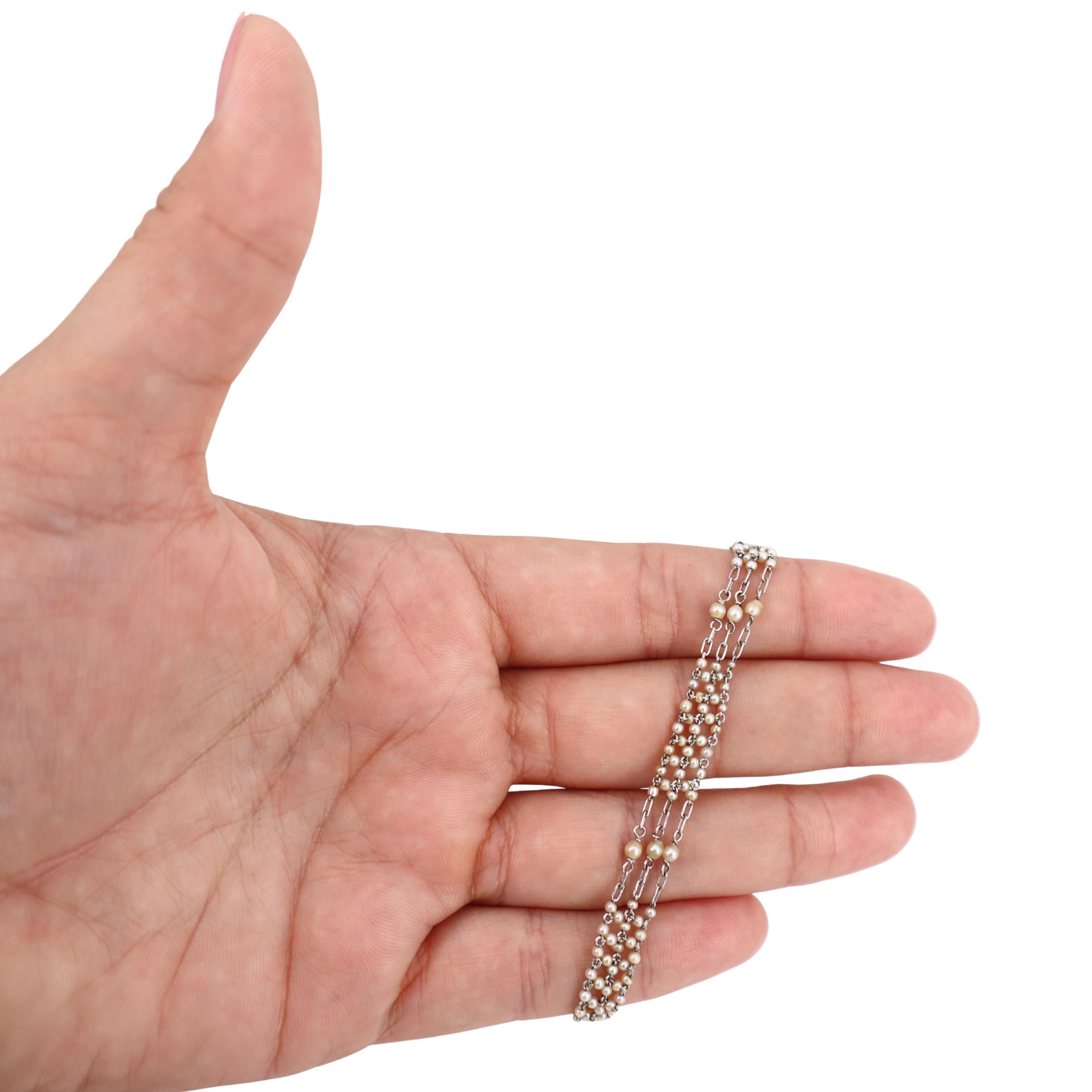 Pulsera Belle Epoque de Platino Antiguo con Perlas Naturales Belle Époque en venta